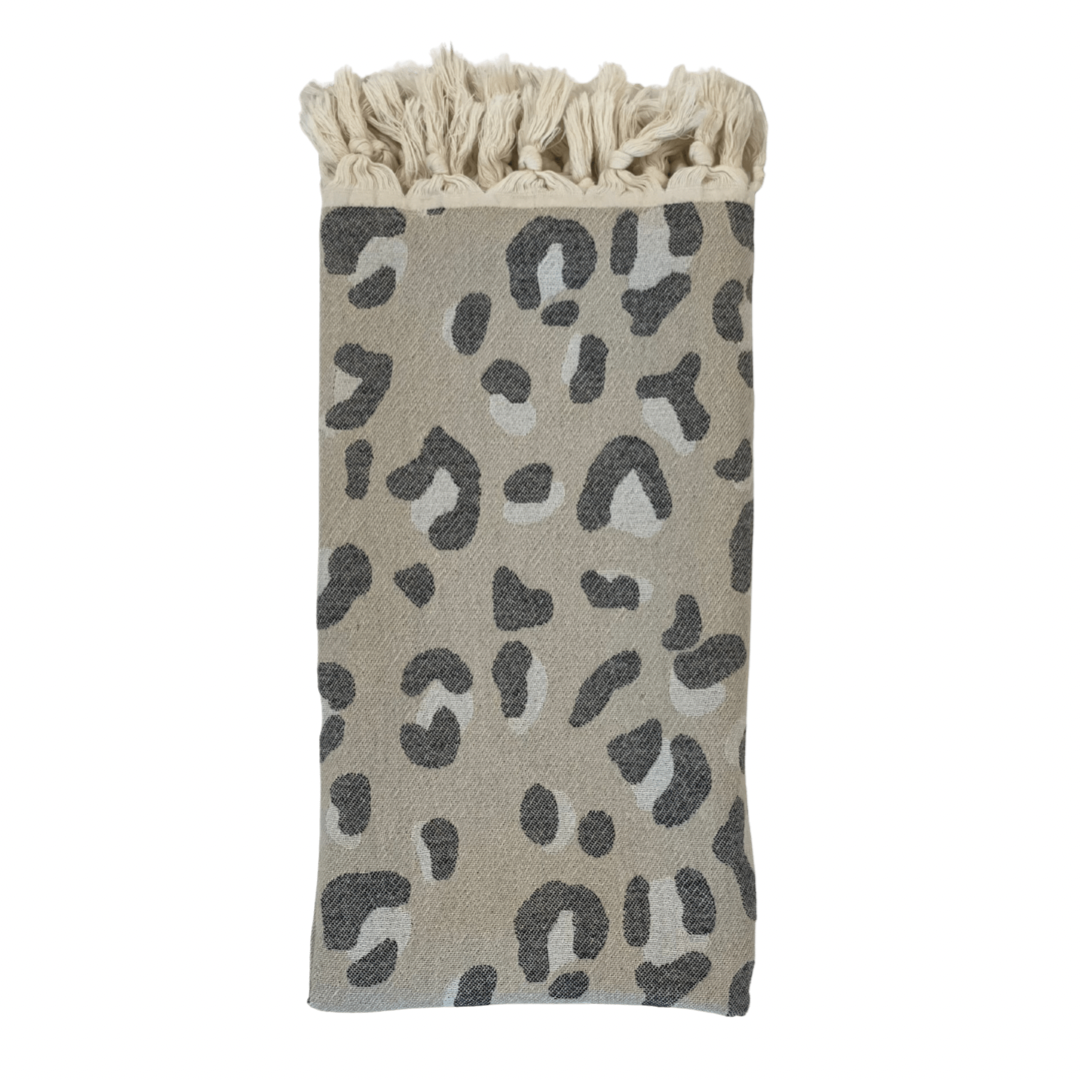 Golden Leopard Print Plush Terrycloth Towel 100% Turkish 